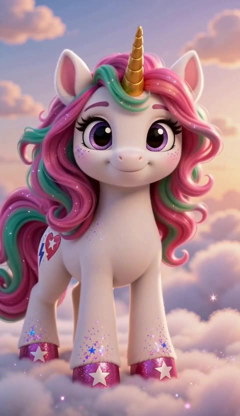 Sunshine, a pink-and-mint-haired unicorn